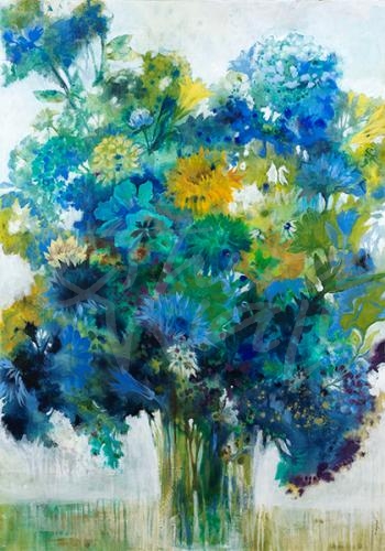 floral, blues, Liz Jardine, seattle art