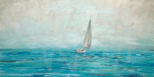 coastal sailing sailboat nautical blue seattle art